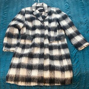 Liz Claiborne Black and White Plaid Pea Coat